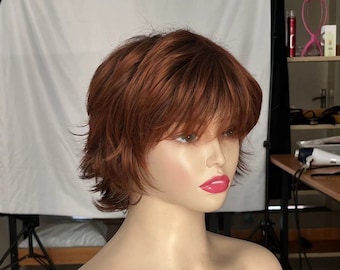 Wigs Short Brown Wavy Curly Wigs With Bangs Synthetic Wigs For Women
