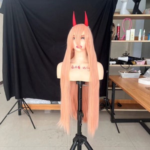 ウィッグパワー パワー コスプレウィッグ チェーンソーマンウィッグ ゴールドウィッグ ロングウィッグ ストレートウィッグ ハロウィンウィッグ コスチュームウィッグ 女性用 合成ウィッグ