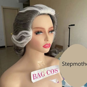 Wig Stepmother wig Lady Tremaine wig Cinderella wig Gray wigs Cosplay Wig Buns wig Halloween Wig Costume Wig for women