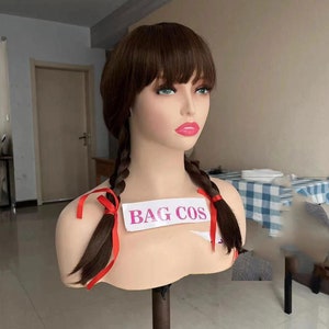 Annabelle Cosplay Wig: Long Brown Braided Synthetic Wig with Bangs
