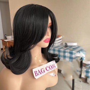 Wig Bobs Burgers wig Linda wig black Cosplay Wig short wavy wig Halloween Wig Costume Wig for women