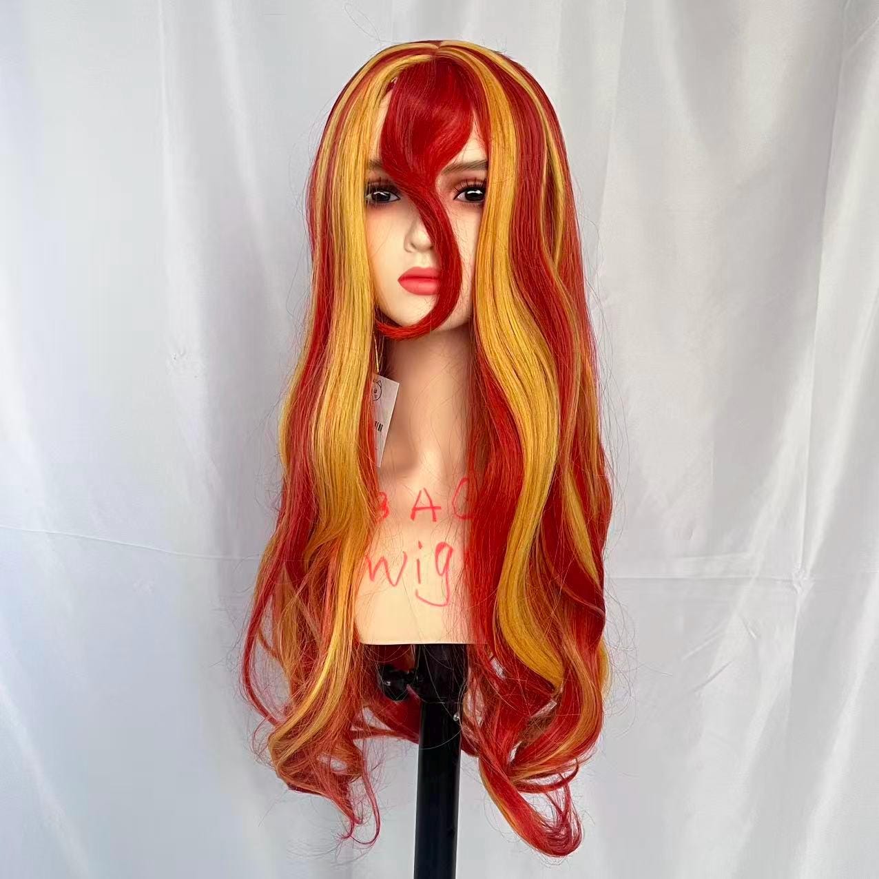 Sunset Shimmer Cosplay Wig: Sunshim, Flanksy, Orange Yellow 