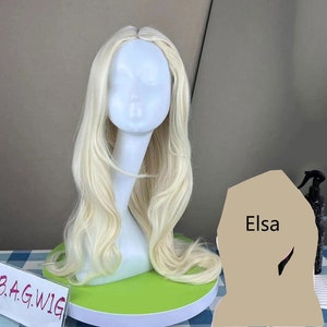 Princess Elsa Wig: Long Wavy White Synthetic Cosplay Costume