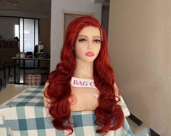 Wig Princess Ariel Cosplay Wig Synthetic Wig The little mermaid Cosplay Wig Costume Wig long red wavy wig with bangs for women girls