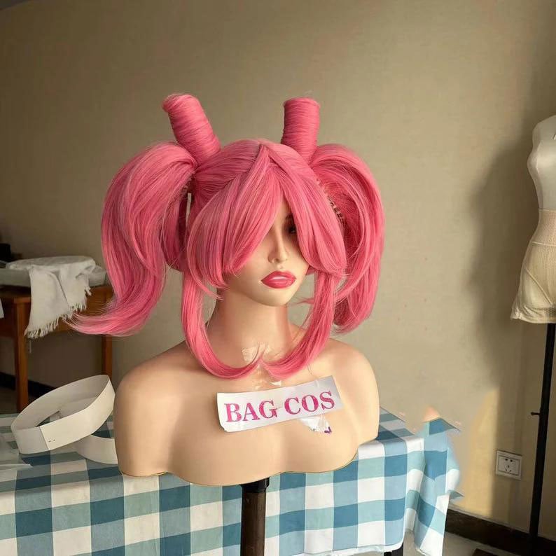 Wig Cosplay Wig Chibiusa Wig Pink Ponytail Wig With Bangs Wig Cosplay Wig Chibiusa Wig Pink Ponytail Wig With Bangs