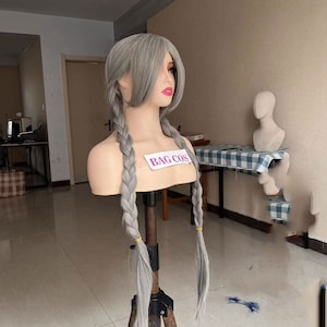 Wig Cosplay wig Judy Hoops wig Gray long wig with bangs Halloween Wig Costume Wig for women Synthetic wig