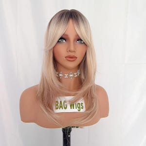 Perücken Lange Ombre Blonde Perücken Mit Pony Synthetische Perücken Für Frauen