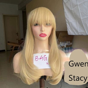 Gwen Stacy Wig: Long Blonde Synthetic Wig with Bangs