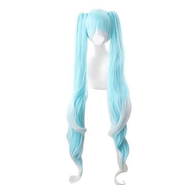 SNOW Wig Cosplay wig MIKU wig ice blue long ponytail wig with bangs SNOW Halloween Wig Costume Wig for women Synthetic wig