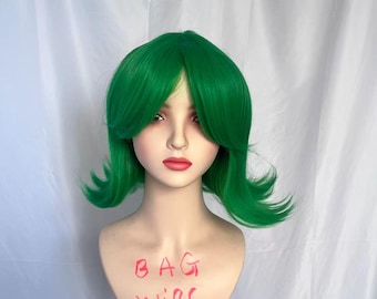 Disgust Cosplay Wig: Green Short Wavy Halloween Costume Wig
