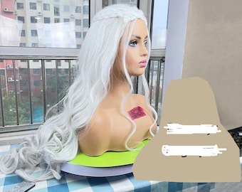 Wig: Long Braided Gray Synthetic Cosplay Wig