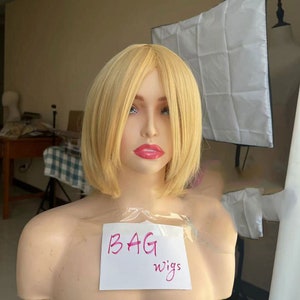 Wig Cosplay wig Howl wig short blonde wig with bangs Halloween Wig Costume Wig for man women Synthetic wig Howl&#39;s Moving Castle wigs