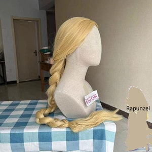 Rapunzel-pruik: lange gevlochten blonde synthetische kostuumpruik