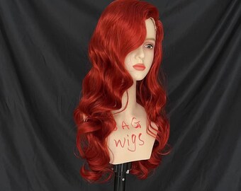 thumbnail image 2 of Topbuti 28" Long Heat Resistant Big Wavy Dark Red Cosplay Wig 2 of 14