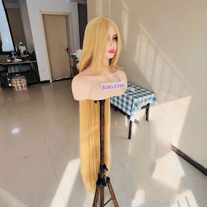 Princess Rapunzel Wig: Super Long Blonde Synthetic Cosplay Costume Wig