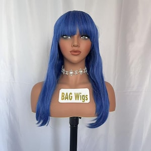 Wig Inside Out Ennui wig Blue Cosplay Wig Long Blue  wig with Bangs Halloween Wig Costume Wig for women