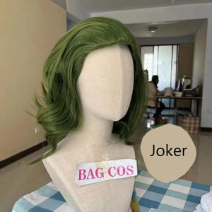 Wig Joker wig Green Cosplay Wig short wavy wig Halloween Wig Costume Wig for women men