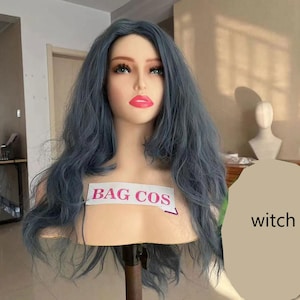 Witch Cosplay Wig: Synthetic Blue Curly Wig Into the Woods