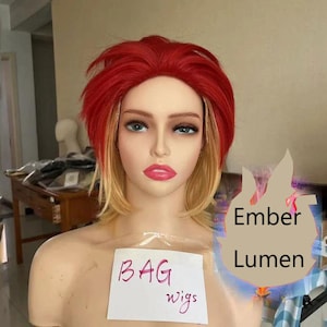 Pruik Ember Lumen-pruik Cosplay-pruik Elemental-pruik korte oranje pruik Halloween-pruik Kostuumpruik voor man vrouwen Synthetische pruik