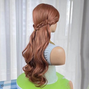 Princess Anna Cosplay Wig: Braided Brown Wavy Synthetic Wig