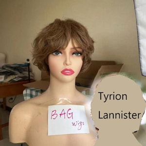 Tyrion Lannister Wig: Brown Short Wavy Hlloween Cosplay Costume Wig