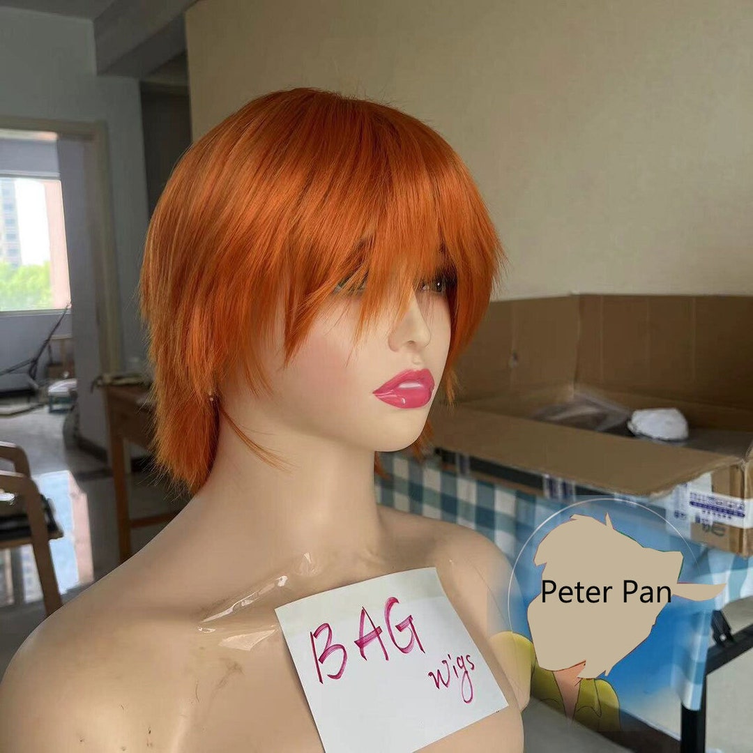 Wig Cosplay Wig Peter Pan Wig Short Orange Wig Halloween Wig