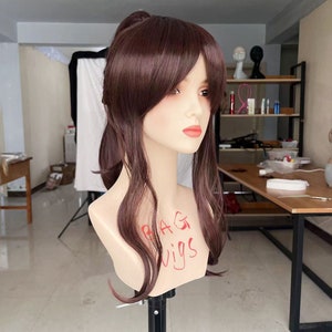 ウィッグ コスプレウィッグ セーラージュピター ウィッグ ブラウン ロングポニーテールウィッグ 前髪付き ハロウィンウィッグ コスチュームウィッグ 女性用 合成ウィッグ