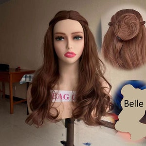 Wig Cosplay wig Princess Belle wig brown long wig with bangs Halloween Wig Costume Wig for women Synthetic wig