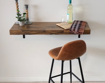 Solid Wood Floating Desk: Wall Mounted Bar