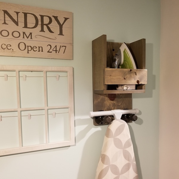 Ironing Board Holder with Iron Storage