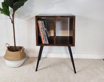 Vinyl Record Storage Console Metal Tapered Legs