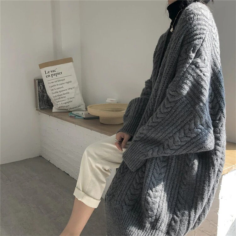 Long Knitted Cardigan Women Sweater Autumn Oversized Jacket - Etsy