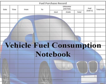 Vehicle Fuel Consumption Notebook, Mileage Log (PDF)