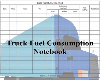 Truck Fuel Consumption Notebook, Mileage Log (PDF)