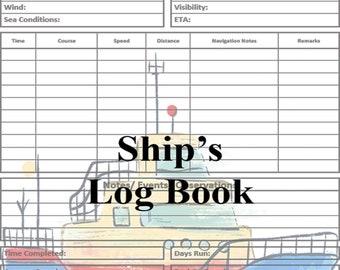 Ship's Log Book Printable: Sailing Trip Sheet (Digital Print)