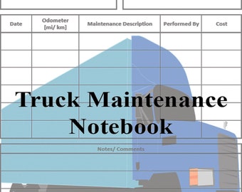 Truck Maintenance Log Book, Printable Service Record (PDF)