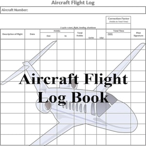 Aircraft Flight Log Book, Aircraft Pilot, Aircraft Template, Aviation Book, Flight Digital File, Pilot Digital File, Airplane Digital Paper