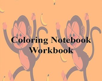 Kids Monkey Coloring Book, 338 Pages (PDF Pattern)
