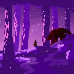 Purple Rise Art Print | Fantasy Forest Art