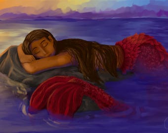 Morning Mermaid Art Print | Fantasy Mermaid Art