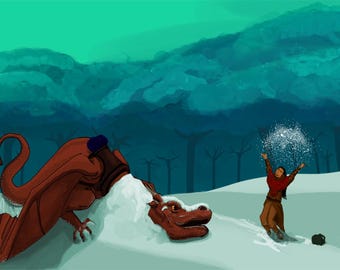 Journeying Friends Art Print | Fantasy Dragon Art