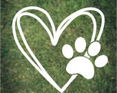 Heart Paw Decal for Laptop Water Bottle iPad Car