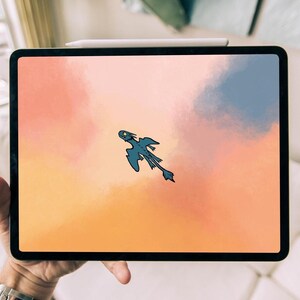 Flying Dragon-achtergrond: kleurrijke wolkenillustratie (digitale download)