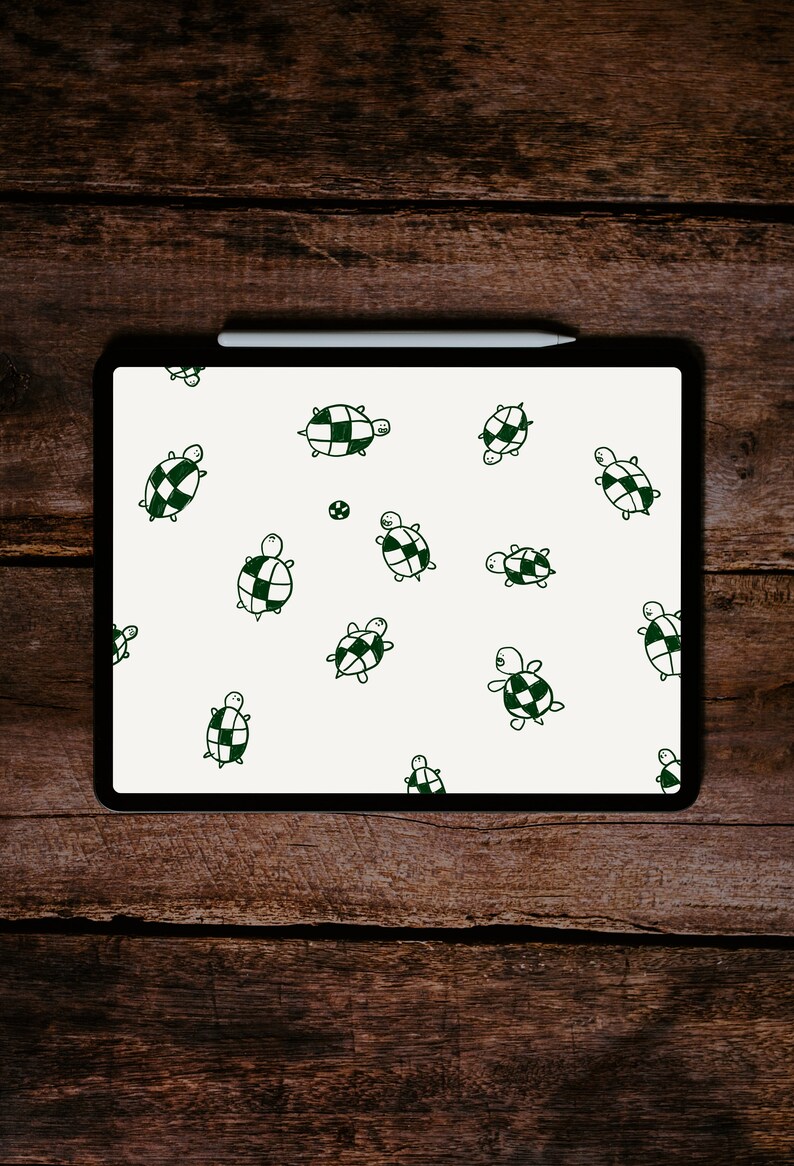 Turtle Soccer Doodle Wallpaper: Fun Green Art (digital Download) - Etsy