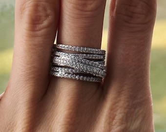 Mehrschichtiger Ring / Handgefertigtes Silber / CZ Ringe / Elegant Funkeln / Unisex Design / Premium Qualität / Zeitloser Schmuck / Geschenk / Für Sie