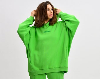 Kiwi green Oversized Hoodie / For Her / For Him / Baggy Hoodie / Oversized Sweatshirt /  Handmade / Couple Hoodie / Unisex / Convinge