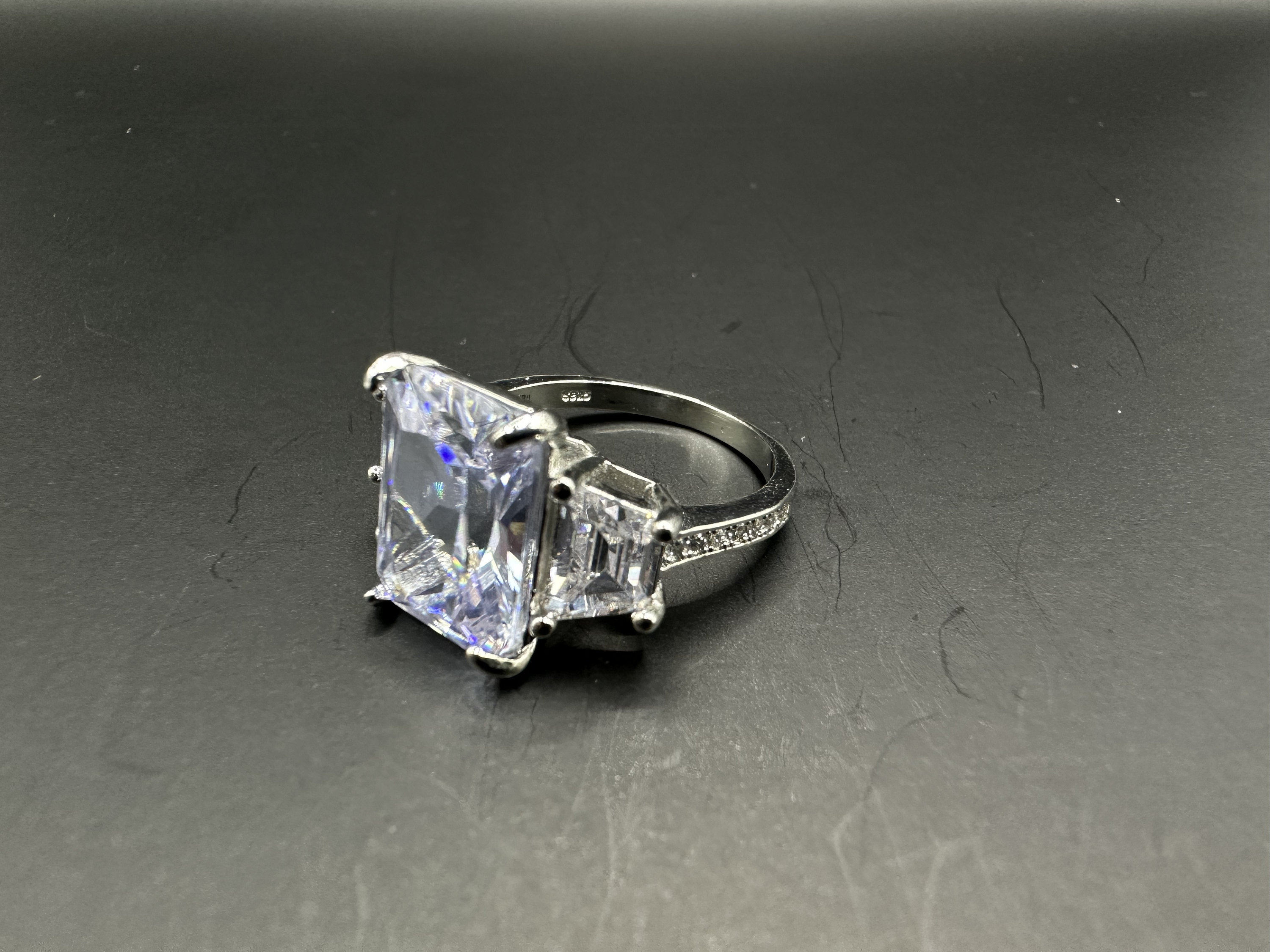 Silver Solitaire CZ Ring / Handcrafted Silver / Elegant Sparkle / Light Purple / Premium Quality / Timeless Jewelry / Gift / For Her