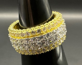 Vergoldeter CZ Ring / Handgefertigtes Silber / CZ Ringe / Elegant Funkeln / Unisex Design / Premium Qualität / Zeitloser Schmuck / Geschenk / Für Sie