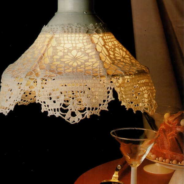 Crochet Lampshade Pattern in crochet cotton no.10 & 1.5 mm hook 1990's Vintage Digital Download Pattern