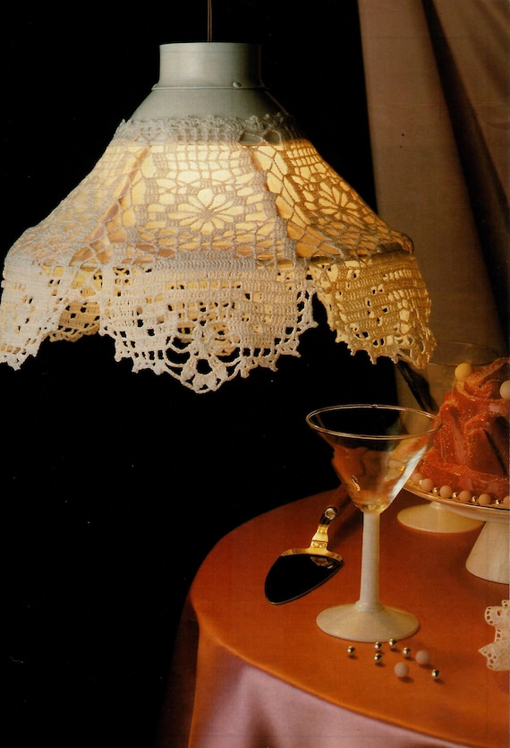 Crochet Lampshade Pattern in crochet cotton no.10 & 1.5 mm hook 1990's Vintage Digital Download Pattern